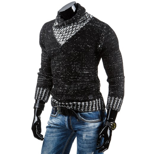 Sweter męski czarny (wx0701) dstreet czarny męskie