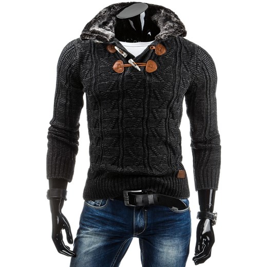 Sweter męski (wx0576) dstreet czarny dopasowane