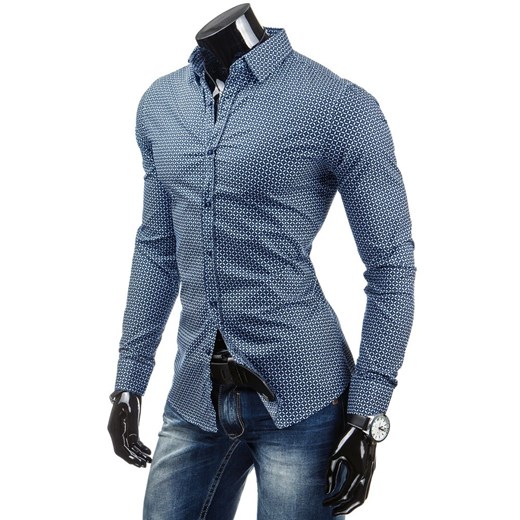 Koszula z długim rękawem (dx0763) dstreet niebieski Koszule męskie slim