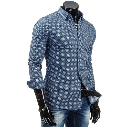 Koszula z długim rękawem (dx0763) dstreet niebieski Koszule z długim rękawem męskie