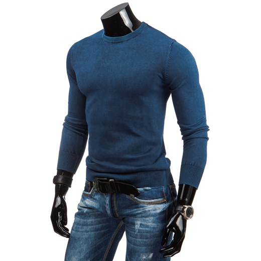 Sweter męski granatowy (wx0602) dstreet niebieski jesień