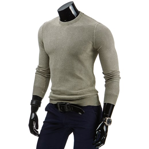 Sweter męski beżowy (wx0622) dstreet brazowy jesień