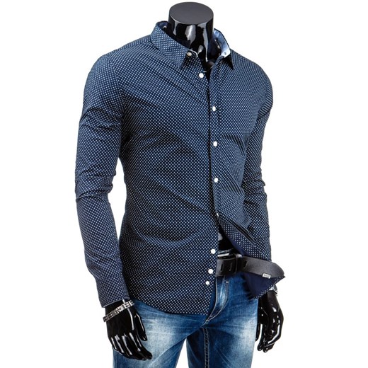 Koszula z długim rękawem (dx0742) dstreet niebieski Koszule z długim rękawem męskie