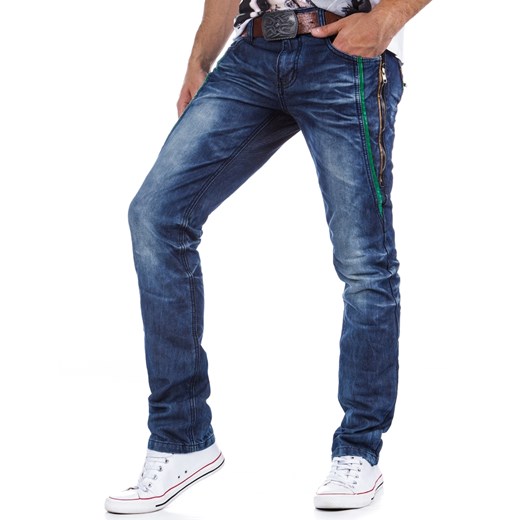 Lekko przecierane jeansy męskie (ux0328) dstreet granatowy casual