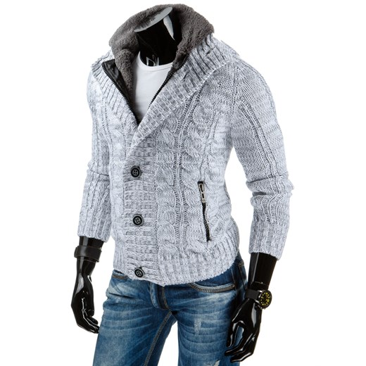 Sweter męski biały (wx0702) dstreet szary męskie
