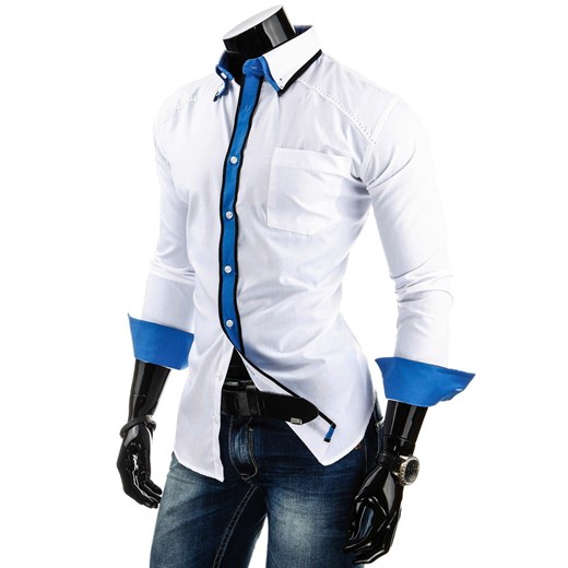 Koszula męska slim (dx0657) dstreet bialy rękawy