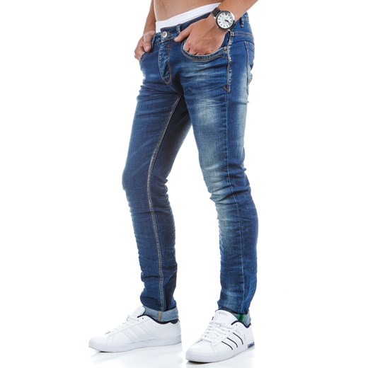 Spodnie jeansowe męskie niebieskie (ux0402) dstreet niebieski elastan
