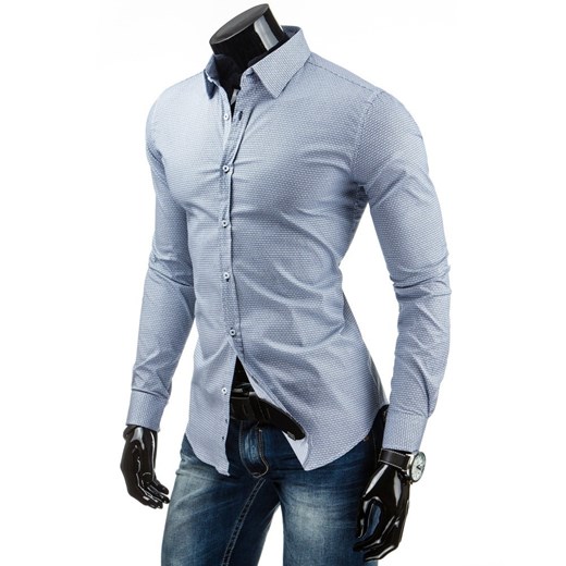 Koszula męska z długim rękawem (dx0774) dstreet niebieski slim
