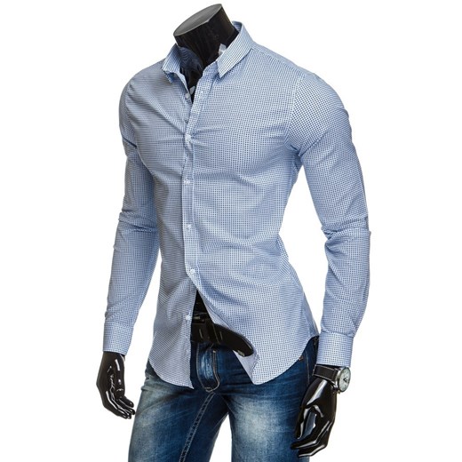 Koszula męska biała (dx0784) dstreet niebieski slim