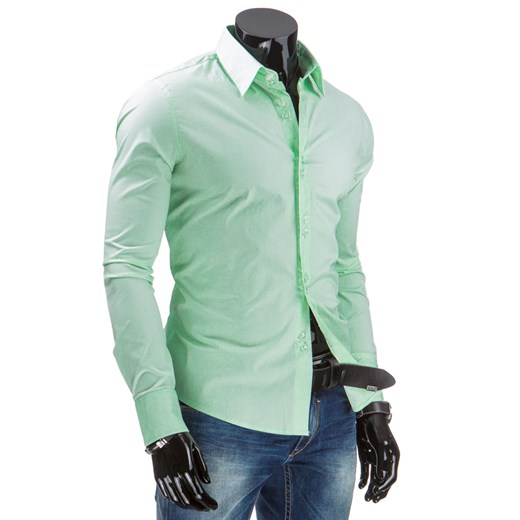 Koszula męska miętowa (dx0814) dstreet zielony fit