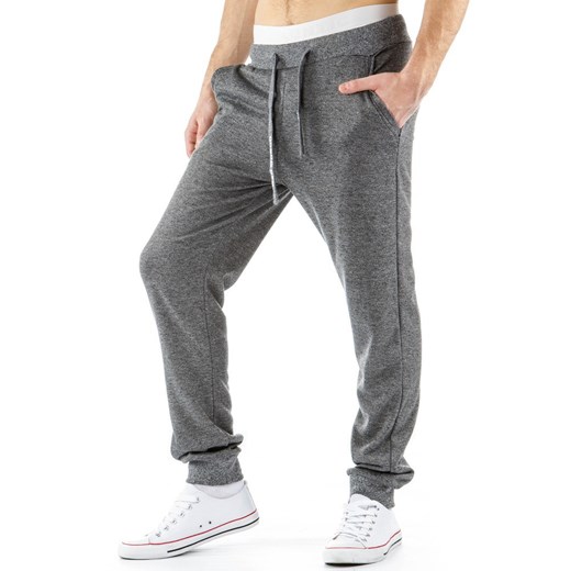 Baggy męskie sportowe spodnie (ux0147) dstreet szary ściągacz
