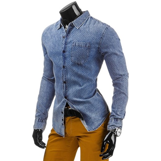 Koszula męska jeansowa (dx0743) dstreet niebieski modne