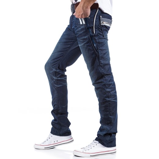 Spodnie dżinsowe granatowe (ux0329) dstreet bialy jeans