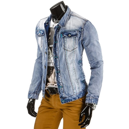 Kurtka męska niebieska (tx0852) dstreet niebieski Kurtki męskie jeansowe