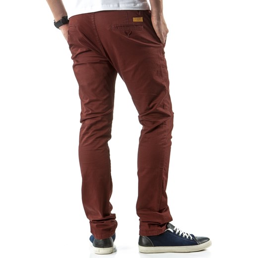 Spodnie męskie chinos bordowe (ux0382) dstreet czerwony Spodnie chinos męskie