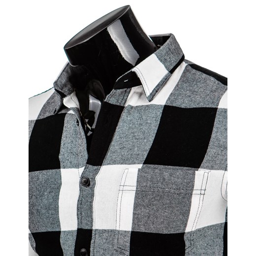 Czarno-biała koszula męska w kratę (dx0825) dstreet czarny klasyczny