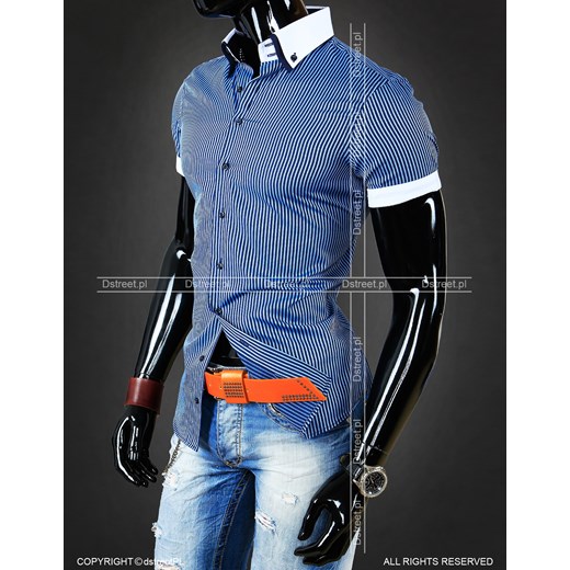 Koszula z krótkim rękawem (kx0537) dstreet niebieski Koszule z krótkim rękawem męskie