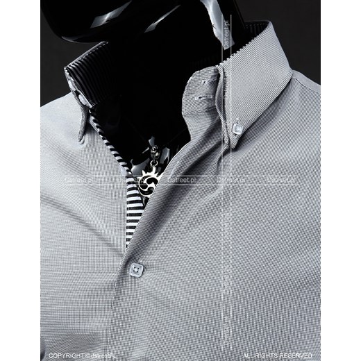 Szara krateczka koszula (dx0585) dstreet czarny Koszule z długim rękawem męskie