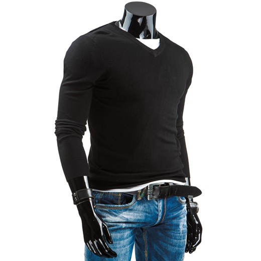 Sweter męski czarny (wx0604) dstreet czarny elastan