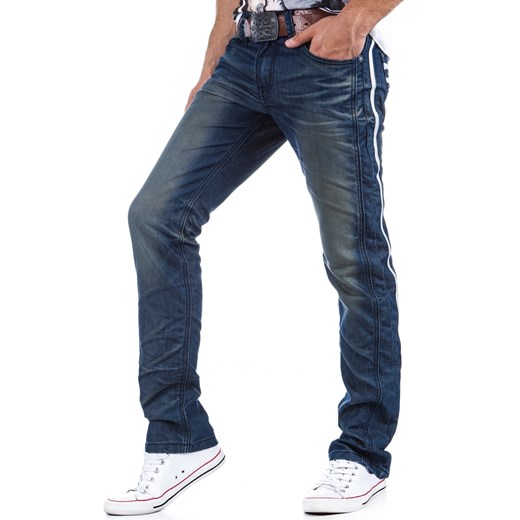 Stylizowane spodnie jeansowe męskie (ux0330) dstreet bialy casual