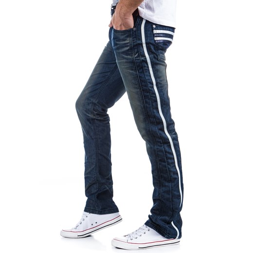 Stylizowane spodnie jeansowe męskie (ux0330) dstreet bialy jeans
