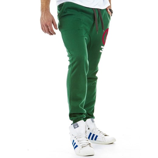 Spodnie dresowe baggy (ux0191) dstreet zielony nadruki