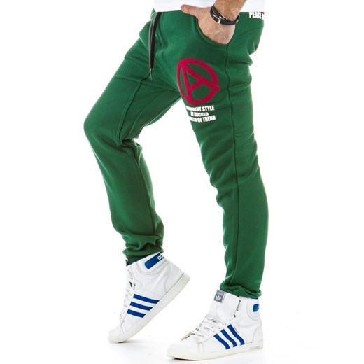 Spodnie dresowe baggy (ux0191) dstreet zielony ściągacz