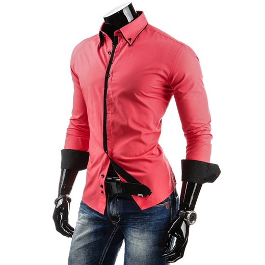 Koszula z długim rękawem (dx0616) dstreet czerwony slim