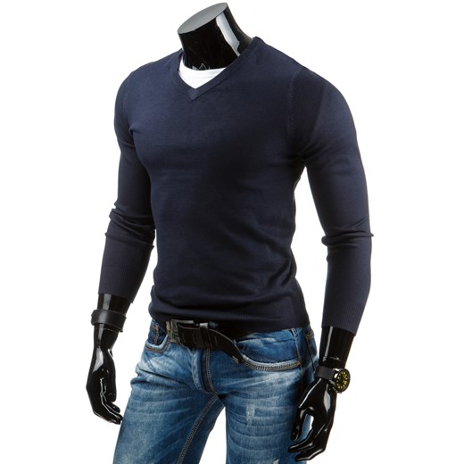Sweter męski granatowy (wx0671) dstreet czarny męskie