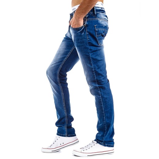 Przecierane spodnie jeansowe (ux0294) dstreet granatowy jeans