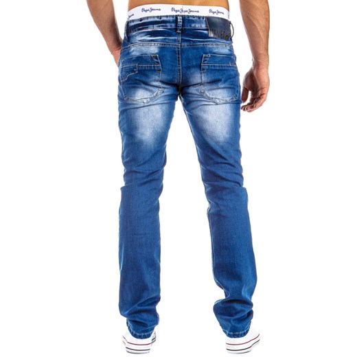 Przecierane spodnie jeansowe (ux0294) dstreet niebieski młodzieżowy