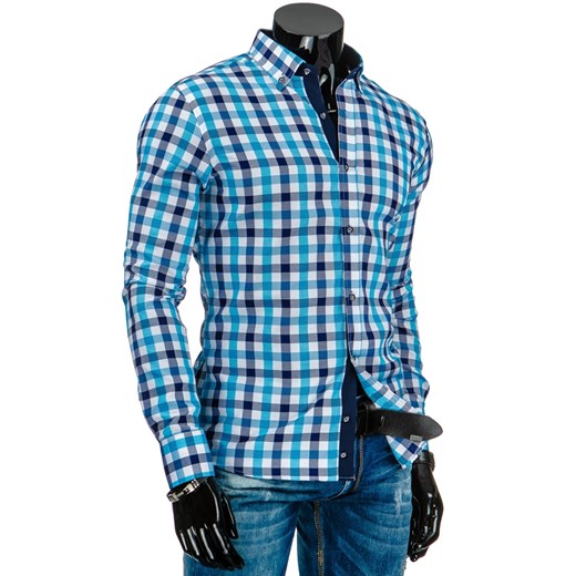 Koszula męska DSTREET turkusowa (dx0827) dstreet niebieski casual