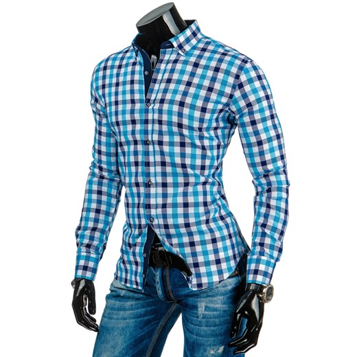 Koszula męska DSTREET turkusowa (dx0827) dstreet niebieski fit