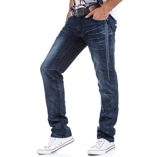 Granatowe jeansy męskie (ux0331) dstreet bialy casual