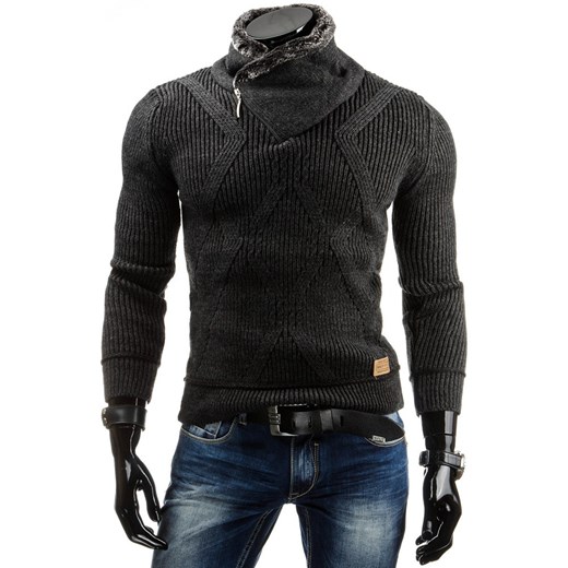Grafitowy sweter (wx0534) dstreet czarny dopasowane