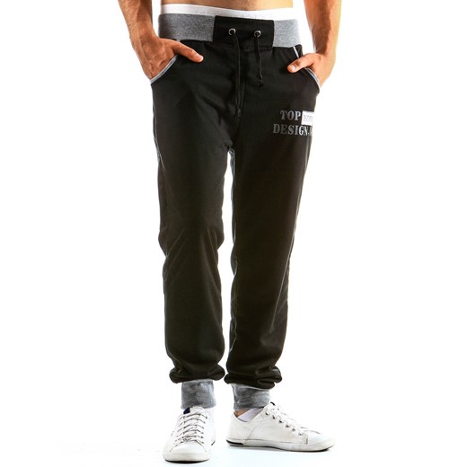 Spodnie dresowe (ux0042) dstreet czarny Spodnie dresowe męskie