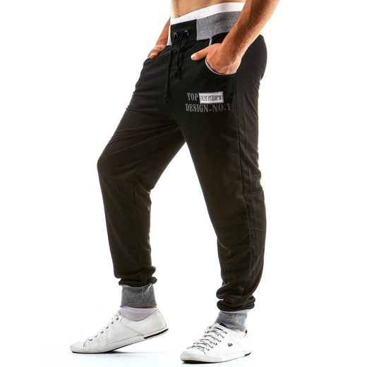 Spodnie dresowe (ux0042) dstreet czarny Spodnie sportowe męskie