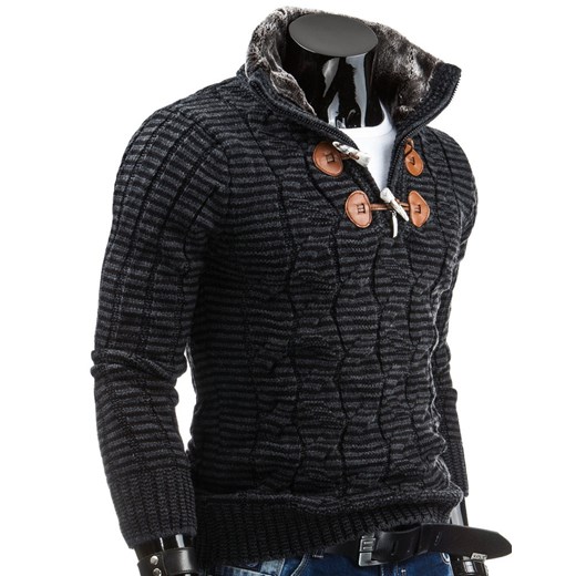 Sweter męski (wx0580) dstreet czarny nowoczesny