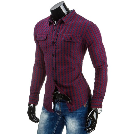 Koszula męska bordowa (dx0808) dstreet czerwony koszule