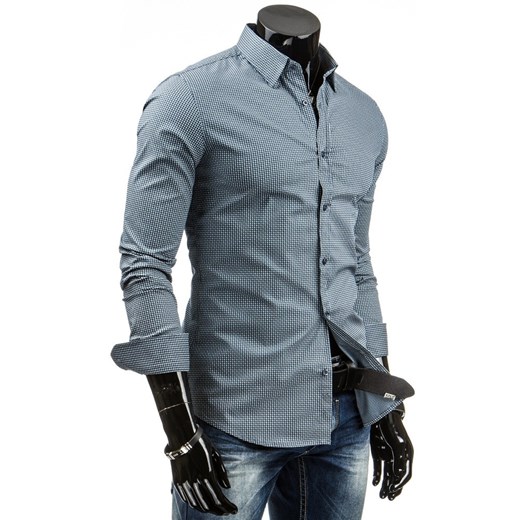 Koszula z długim rękawem (dx0777) dstreet niebieski Koszule męskie slim