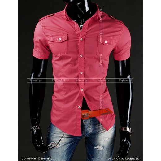 Różowa męska koszula (kx0305) dstreet rozowy rękawy