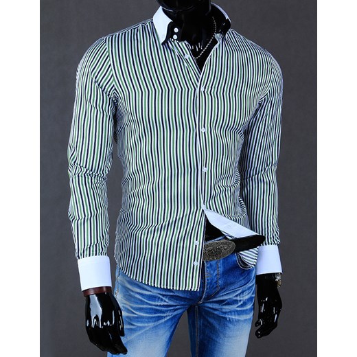 Koszula z długim rękawem w paski (dx0550) dstreet niebieski Koszule w paski męskie