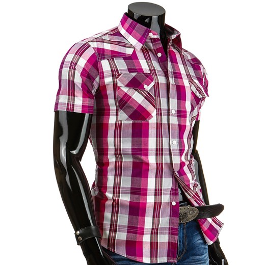 Koszula z krótkim rękawem (kx0028) dstreet fioletowy bawełna