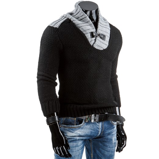 Sweter męski czarny (wx0696) dstreet czarny jesień