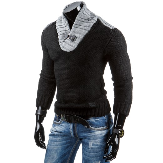 Sweter męski czarny (wx0696) dstreet czarny męskie