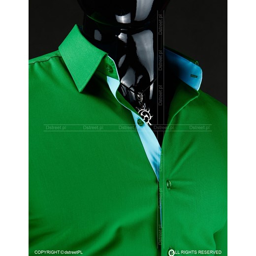 Koszula z długim rękawem zielona (dx0466) dstreet zielony Koszule z długim rękawem męskie