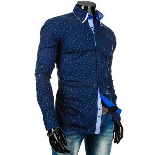Koszula z długim rękawem (dx0215) dstreet granatowy modne
