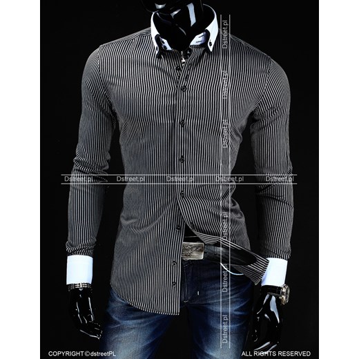 Koszula z długim rękawem (dx0554) dstreet szary Koszule z długim rękawem męskie