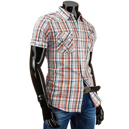 Koszula z krótkim rękawem (kx0175) dstreet rozowy Koszule z krótkim rękawem męskie