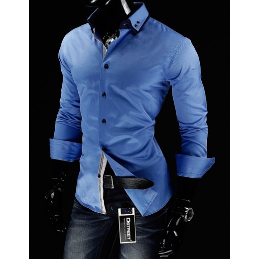 Koszula z długim rękawem (dx0366) dstreet niebieski bawełna